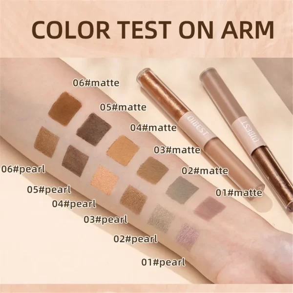 Double-head Matte Shimmer Liquid Eyeshadow Glitter Eye Makeup Pearlescent Lying Silkworm Shiny Natural Long-lasting Cosmetics - Image 3