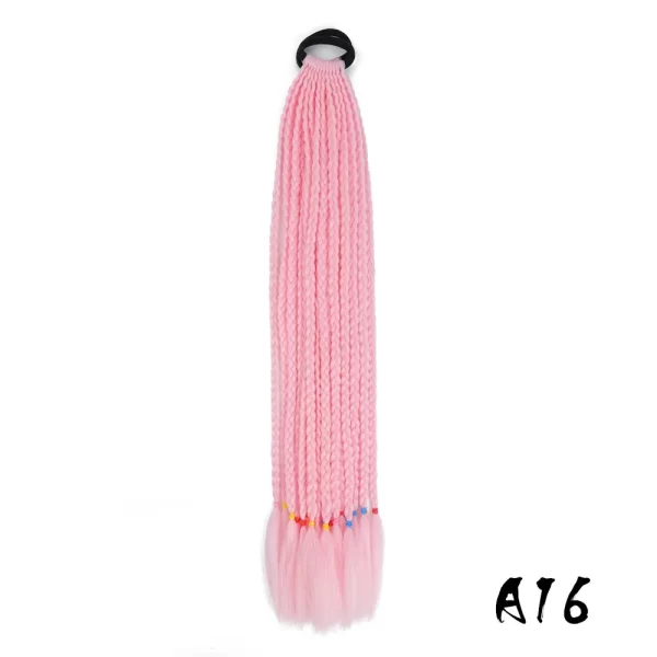 Synthetic Colored Braided Ponytail Hair Extension 60CM Elastic Rubber Band Braiding Ponytail Hair Extensions For Girls - Image 24