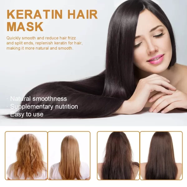 Magical Keratin Hair Mask 5 Seconds Fast Repairing Damaged Frizzy Hair Soft Smooth Shiny Deep Moisturize Straightening Hair Care - Image 4