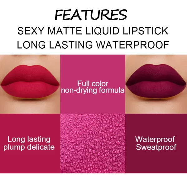 18 Colors Matte Velvet Lip Glaze Waterproof Long-Lasting Not Easy To Fade Lip Gloss Lipstick Waterproof Makeup Cosmetic Tool - Image 5