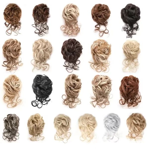 Messy Bun Synthetic Hair Piece Claw Clip Curly Wavy Hair Bun Tousled Updo Scrunchie Long Beard Chignon Ponytail for Daily Wear - Image 2