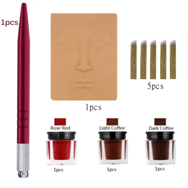 Manual Pen Microblading Tattoo Machine  with  Needles Ink Practice Skin  for Permanent Makeup Eyebrow Tattoos Gun - Image 2