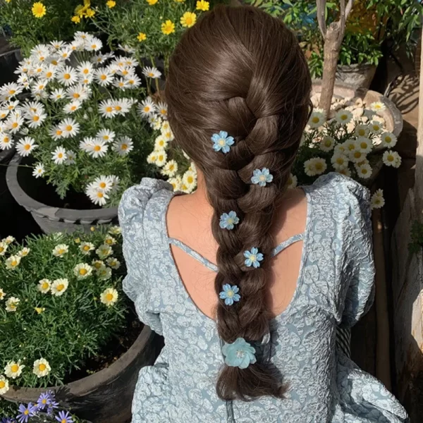 Fashion Cute Yellow Blue Flower Hair Clip Summer Children's Colorful Side Clip Elegant Camellia Headdress Women Hair Accessories - Image 5