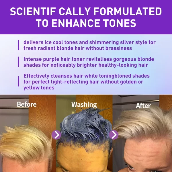Color Fixing Hair Dye Shampoo to Cover Gray Hair Fade Yellow After Bleach Hair Shampoo Non-irritating Purple Shampoo for Blonde - Image 4
