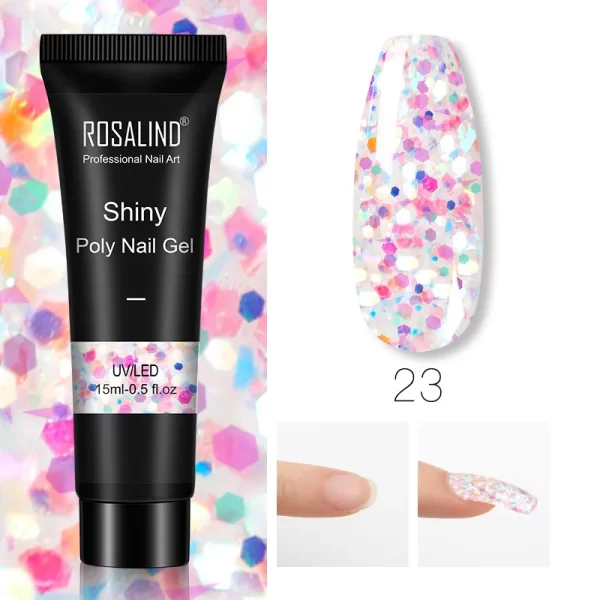 ROSALIND Colorful 15ml Poly Nail Gel Semi Permanent Acrylic Liquid Fast Extension Nail Gel Build Cured with UV/LED Lamp - Image 28