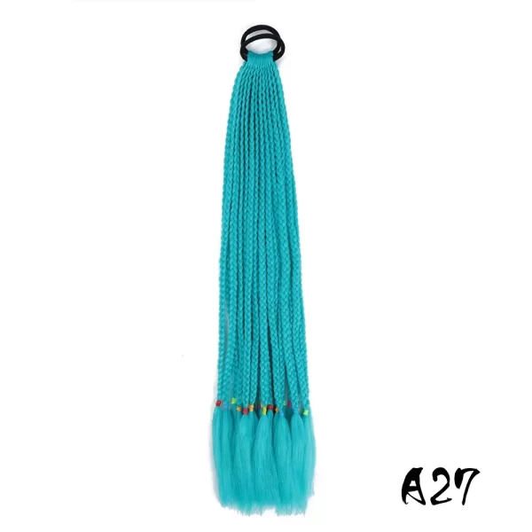 Synthetic Colored Braided Ponytail Hair Extension 60CM Elastic Rubber Band Braiding Ponytail Hair Extensions For Girls - Image 11