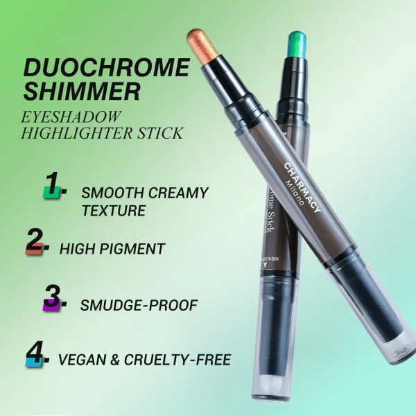 CHARMACY 2 In 1 Multichrome Eyeshadow Sticks High Pigmented Glitter Eyeshadow Waterproof Eye Shadow Pen Metallic Makeup 6 Color - Image 3