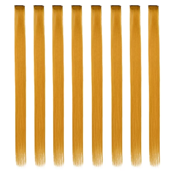 Colored Hair Extensions 8 Pcs/Pack Rainbow Hairpieces 22 inch Multi-colors Party Highlights Clip in Synthetic Hair Extensions - Image 18