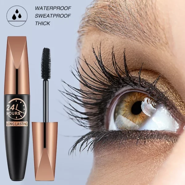 5D Waterproof Mascara Lengthens Eyelashes Extension Black Silk Fiber Mascara Female Makeup Cosmetic Waterproof Mascara - Image 6