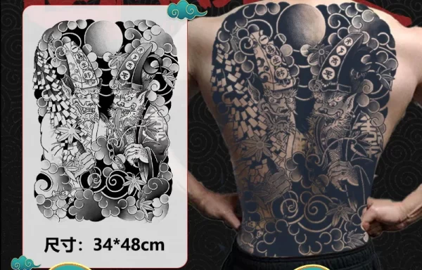 Full Back Chest Herbal Juice Ink Semi-permanent Tattoo Stickers 7-15 Days Long Lasting Temporary Fake Tattoo Totem Men Adult - Image 9