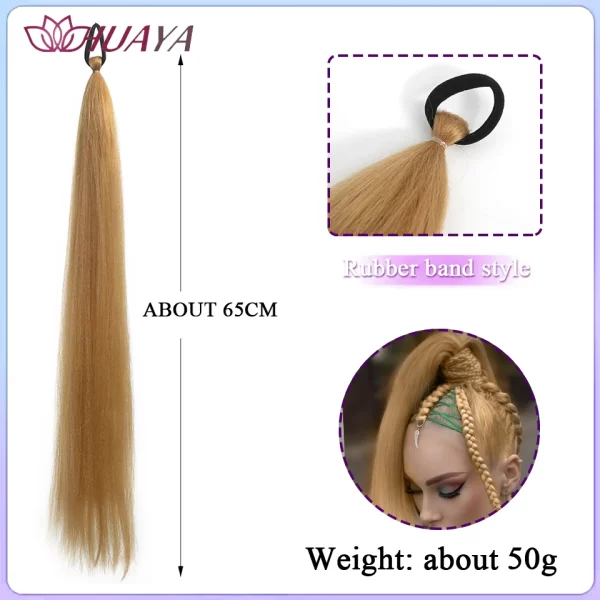 26inch Synthetic Ponytail Extensions With Rubber Band Ombre Braided Colorful Ponytail DIY Ponytail Hair Daily Party Wear Use - Image 13