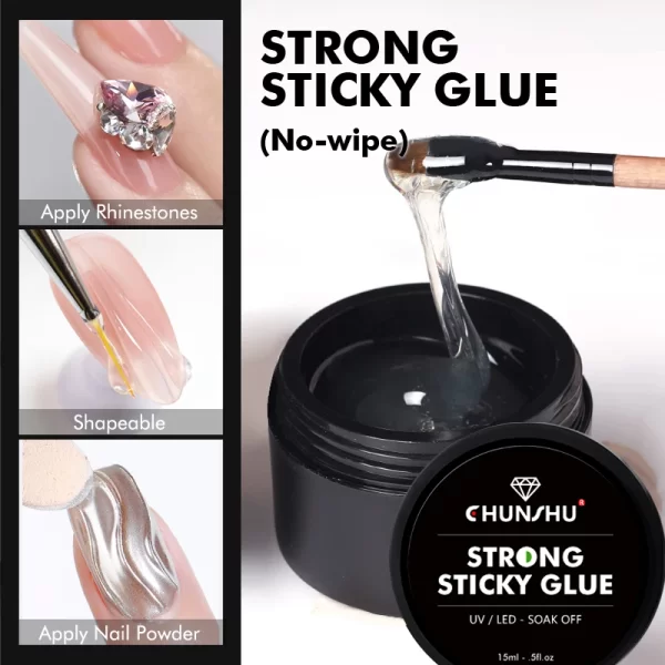 CHUNSHU Super Strong Sticky Nail Glue Gel For Rhinestones Nail Art Decorations 15G No Wipe DIY Gem Adhesive Functional UV Gel - Image 7
