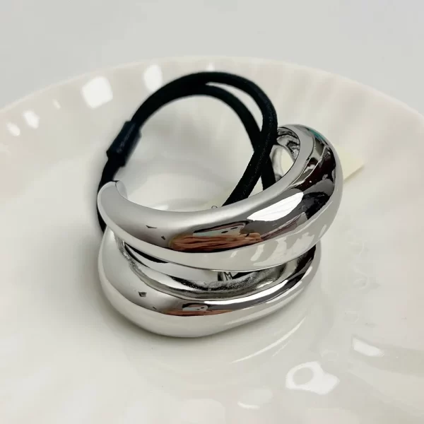 European and American style simple U-shaped alloy ponytail headband high elastic rubber band hairband low ponytail hairband fema - Image 5