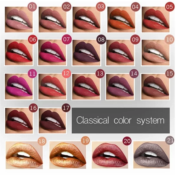 Waterproof Nude Matte Velvet Glossy Lip Gloss Lipstick Lip Balm Sexy Red Lip Tint 21 Colors Women Fashion Makeup Christmas Gifts - Image 5