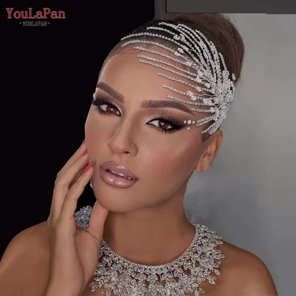 YouLaPan Rhinestone Headpiece for Woman Bridal Headband Wedding Hair Accessories Pageant Tiara Crystal Bride Headdress HP188 - Image 2