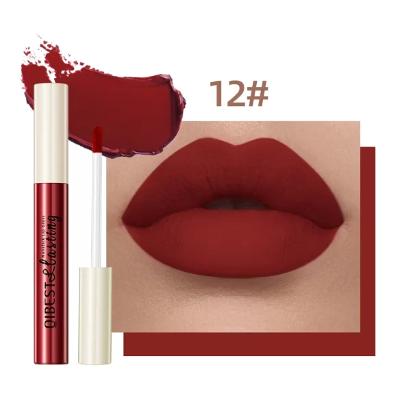 QIBEST 24 Colors Lip Gloss Sexy Red Waterproof  Nude Liquid Lipstick Non-Stick Long Lasting Black White Lipgloss Tint Cosmetics - Image 24