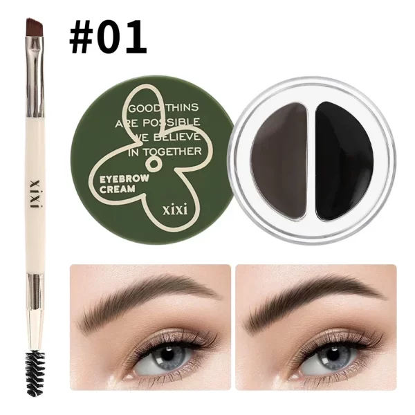 Matte Eyeliner Eyebrow Cream Gel 2 in 1 Waterproof Long Lasting Contouring Brown Black Brow Cream with Brushes Makeup Cosmetics - Image 9