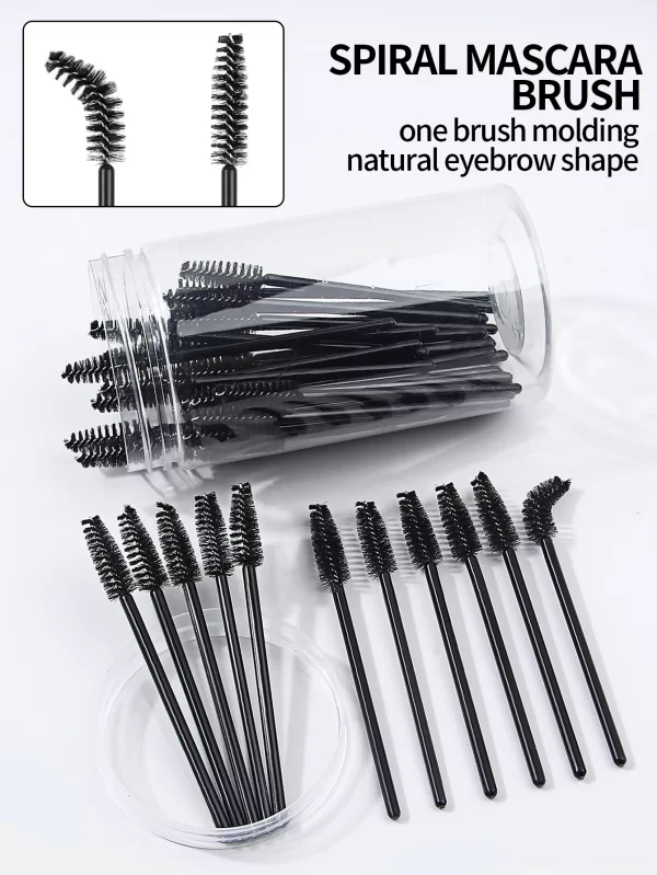 50PCS eyelash brush, eyelash curler, eyebrow comber, spiral 360 degree bendable brush head, bucket packed multifunctional tool - Image 5