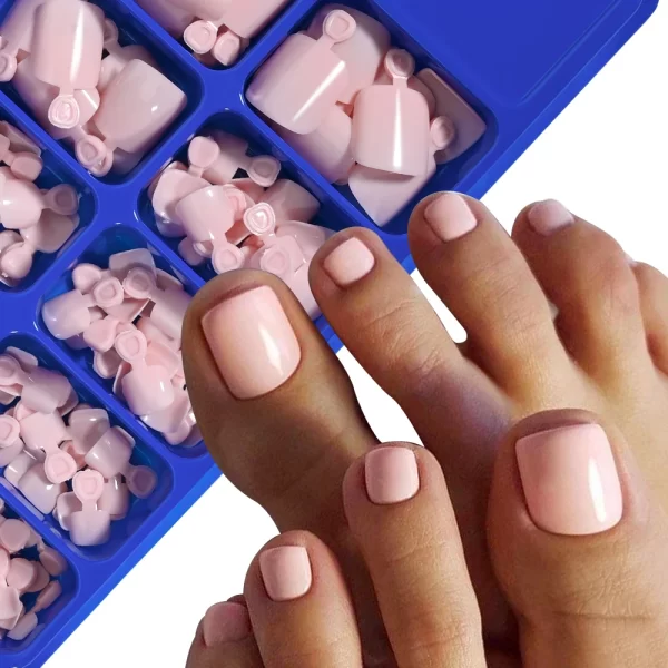 100Pcs/Box Short Square Fake Toenails Solid Color Acrylic Foot Nail Art Tip Press On Full-Cover Toenails Toe Extension Tools - Image 3