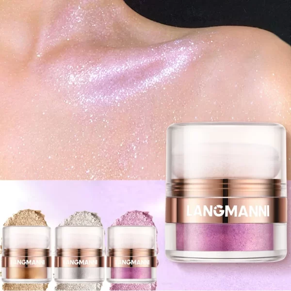Shimmering Highlighter Powder High Gloss Diamond Powder Shiny High Light Glitter Face Body Makeup Cosmetics Brightening Makeup - Image 2
