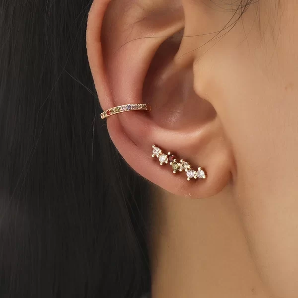 Cartilage Conch Fake Without Piercing Cuff Earring Earcuff Wrap Rock No Women Crystal Clip Ear Adjustable - Image 14