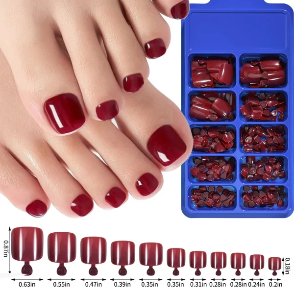 100Pcs Solid Color False Toenail Tips Nude Pink/Purple Acrylic Artificial Fake Toenails Press On Toenail Short Square Toenails - Image 7