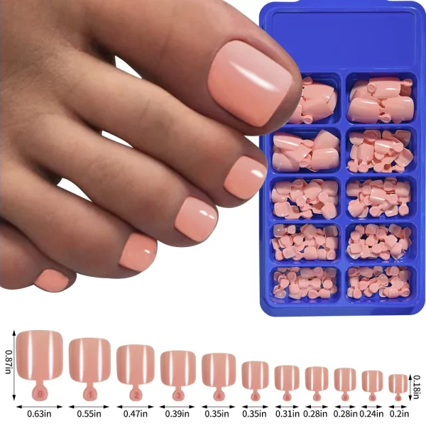 100Pcs Solid Color False Toenail Tips Nude Pink/Purple Acrylic Artificial Fake Toenails Press On Toenail Short Square Toenails - Image 3