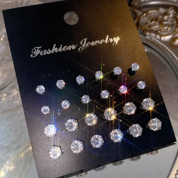 12 Pair/Lot White Shiny Wedding Stud Earrings Set For Women Men Crystal Jewelry Accessories Oorbellen Jewelry Earrings - Image 7
