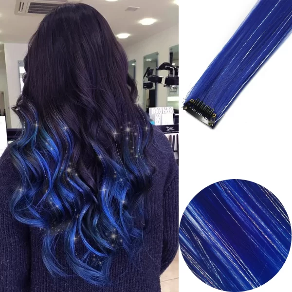 6pcs/pack Colored Party Highlights Clip in Hair Extensions for Girls 22 inches Multi-colors Straight Hair Synthetic Hairpieces - Image 29
