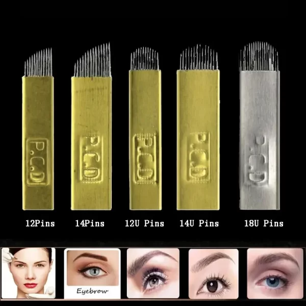 50pcs 12/14/19 Pin PCD Microblading Blades Tebori Piercing Needle for Permanent Makeup PMU Machines - Image 2