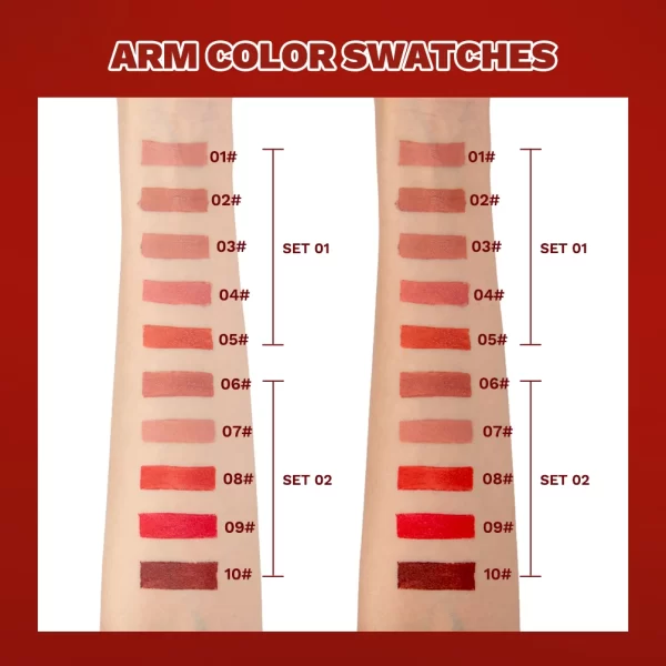 QIBEST 10 Colors Matte Lipstick Set Moisturizing High Pigment Velvet Mist Lipgloss Lip Tint Balm Kit Makeup Cosmetics For Women - Image 6
