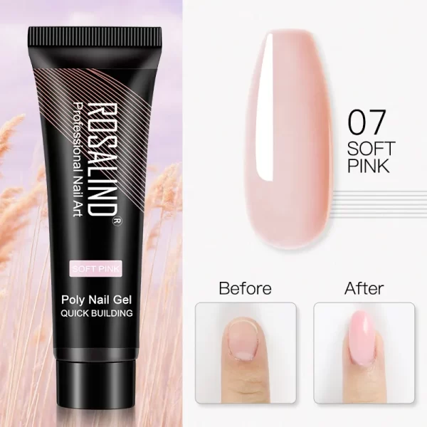 ROSALIND Colorful 15ml Poly Nail Gel Semi Permanent Acrylic Liquid Fast Extension Nail Gel Build Cured with UV/LED Lamp - Image 49