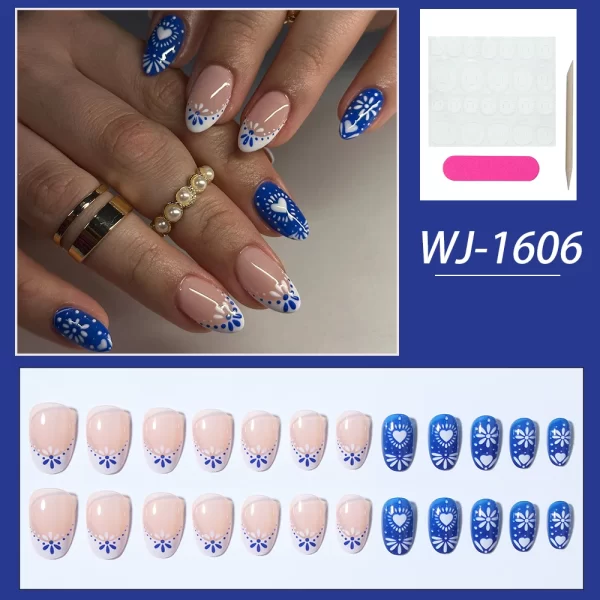 24pcs short oval nails, press-on nails, removable and reusable, artificial nails are suitable for women and girls daily wear - Image 3