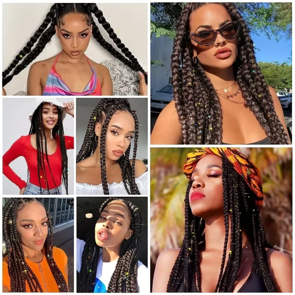 Purple Pink White 3 Tones Ombre Straight Braids Blend Hair Tinsel Festival Rave Hair Extensions for Girls Crazy Hair Day Braids - Image 7