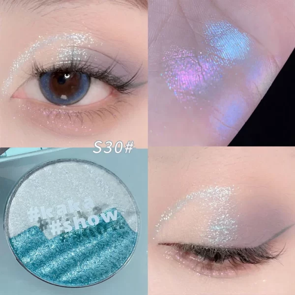 Aurora Purple High Gloss Two-color Highlighters Palette Makeup 3D Face Brighten Contour Shimmer Shadow Powder Body Illuminator - Image 9