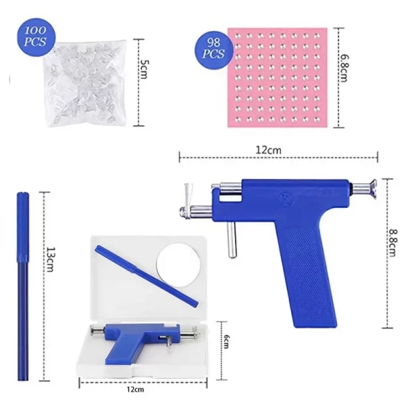 98Pcs/Set Professional Ear Piercing Gun Tool Ear Studs Steel Ear Nose Navel Body Piercing Gun Unit Tool Kit Safety Pierce Tool - Image 6