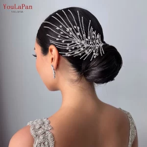 YouLaPan Rhinestone Headpiece for Woman Bridal Headband Wedding Hair Accessories Pageant Tiara Crystal Bride Headdress HP188