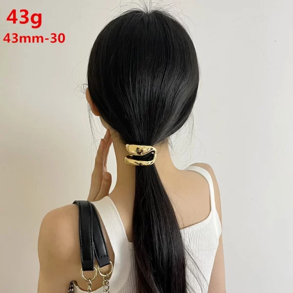 European and American style simple U-shaped alloy ponytail headband high elastic rubber band hairband low ponytail hairband fema - Image 4