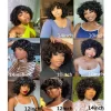 Short Curly Bob Wig Human Hair With Bangs Ready to Go Glueless Bouncy Curly Human Hair Wigs Machine Made Afro Wigs for Women - Image 2