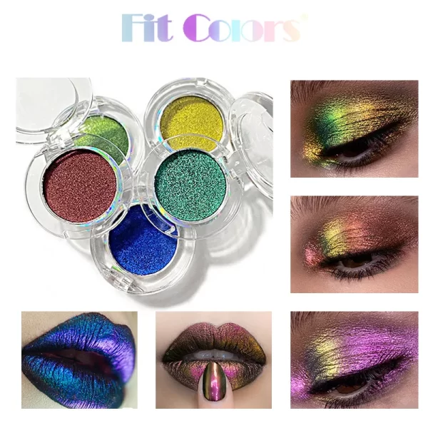 High-Pigmented Chameleon Purple Eyeshadow Powder MultiChrome Shifting Pigments Shiny Metallic Lipstick Eyes Makeup Palette - Image 3