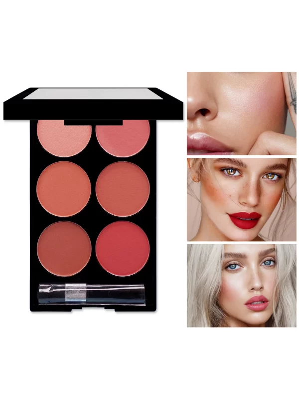 6 Colors Blush Contour Compact Makeup Delicate Skin-Friendly Brightening Skin Color Highlight Matte Contour Highlighter Palette