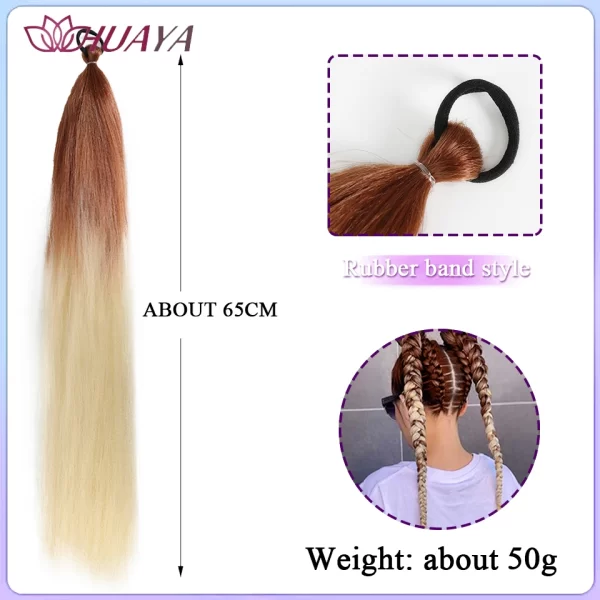 26inch Synthetic Ponytail Extensions With Rubber Band Ombre Braided Colorful Ponytail DIY Ponytail Hair Daily Party Wear Use - Image 17