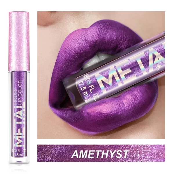 Glitter Metallic Liquid Lipstick Waterproof Shiny Shimmer Metal Lip Gloss Tint Non-Stick Cup Lipgloss Long Lasting Makeup Beauty - Image 10