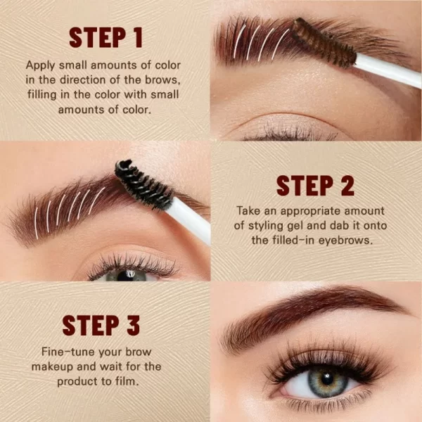 2 in 1 Brow Styling and Eyebrow Dye Cream Lasting Waterproof Sweat Proof Natural Stereoscopic Liquid Eyebrow Styling Gel Makeup - Image 2