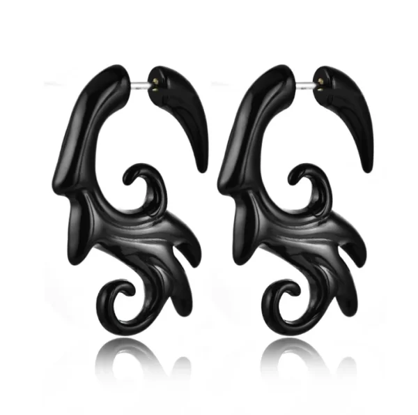 WKOUD Pair Black Acrylic Fake Cheater Twist Spiral Ear Taper Gauges Expanders Earring Tunnel Plugs Piercing Body Jewelry - Image 8