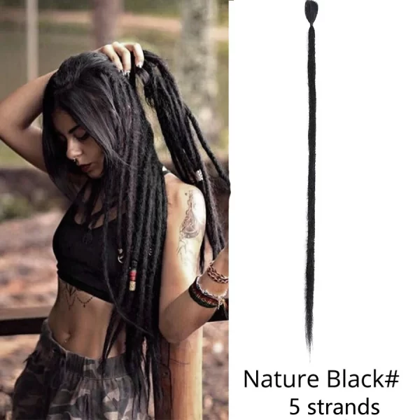 5strands Dreadlocks Hair Extensions Synthetic Faux Locs Crochet Hair Braids Hip-hop Knotless Hook Ombre Braiding African Tribe - Image 48