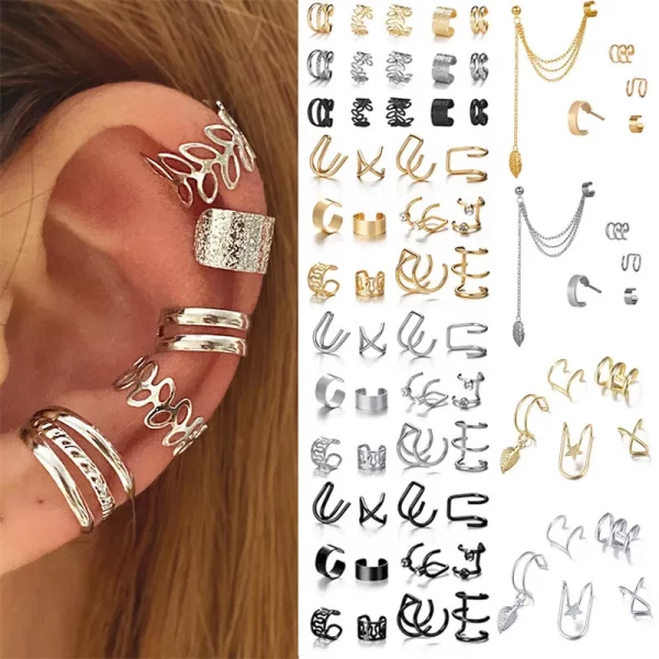 Punk Ear Clip Earrings For Women Jewelry Ear Cuffs Without Hole Fake Piercing Earring Earcuff C-shape Clip On Earrings Brincos - Image 3