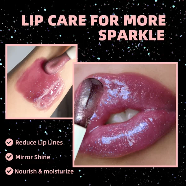 QIBEST Mirror Black Lip Oil Color Changing Lipstick Moisturizing Shiny Lip Gloss Oil Plumping Lasting Diamond Lipgloss Cosmetics - Image 4