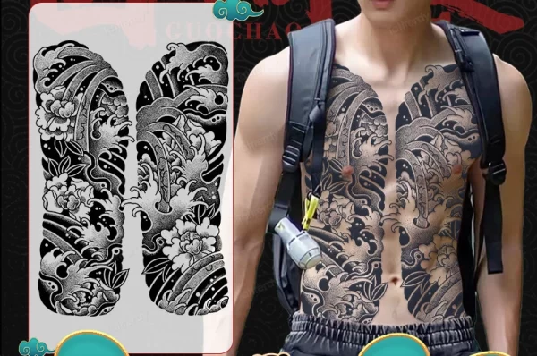 Full Back Chest Herbal Juice Ink Semi-permanent Tattoo Stickers 7-15 Days Long Lasting Temporary Fake Tattoo Totem Men Adult - Image 39
