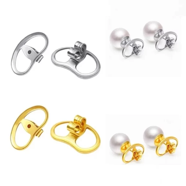 4pcs Big Earring Lifters Metal Earring Stoppers Backings Pierced Safety Ear Backs Replacement Backstops for Women Girls - Image 2